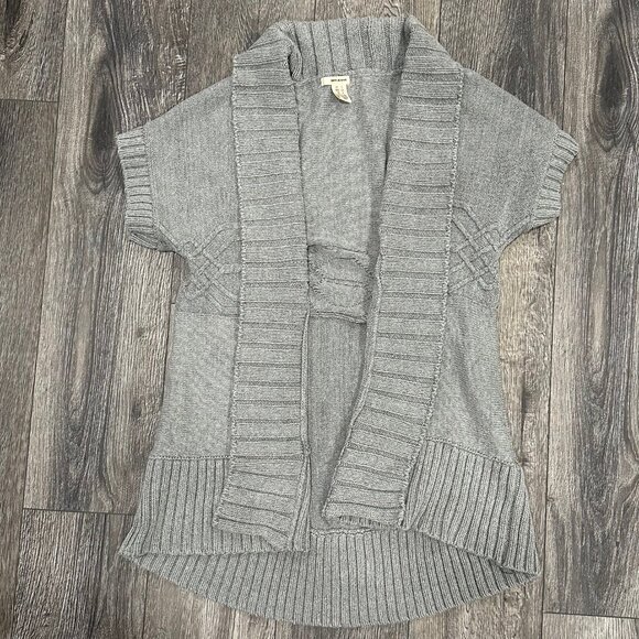 DKNY Light Grey Short-Sleeve Knit Sweater with Subtle Sparkle, Size S - Picture 1 of 7